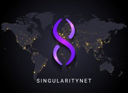 SingularityNET logo on world map background