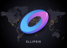 Ellipsis logo on world map background.