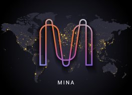 Mina logo on world map background