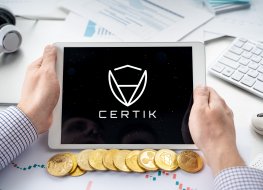 Russia Moscow 06.05.2021 Tablet with logo of Certik, blockchain security leaderboard, rating, ranking of cryptocurrency companies,secured projets, wallets,exchange platforms.Swap crypto coins, tokens.