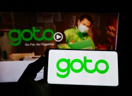 GoTo Goto logo on a smartphone in front of its website