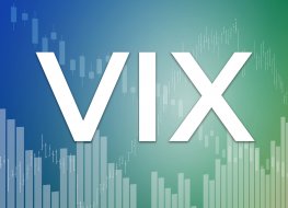 VIX forecast: Is VIX a Good Investment? Price change on trading VIX (Volatility Index) futures on blue and green finance background from graphs, charts, columns, candles, bars. Trend Up and Down, Flat. 3D illustration