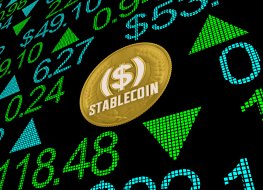 Stablecoin in front of stock market display