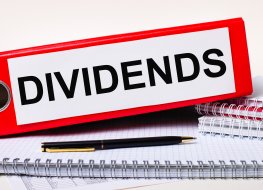 Binder labelled dividends on a desk