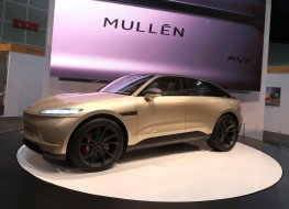 The Mullen Five vehicle displayed at the 2021 LA Auto Show in Los Angeles