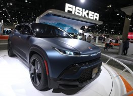 A Fisker's new Ocean electric vehicle is displayed 