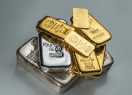 A pile of gold and silver bars 