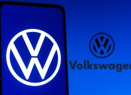 Volkswagen logo on a smartphone screen