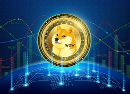Representation of a dogecoin meme token featuring a shiba inu dog