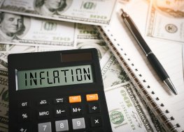 INFLATION word on calculator in idea for FED consider interest rate hike