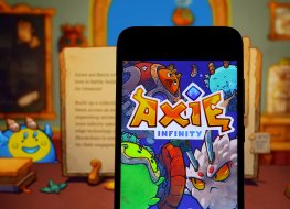 Axie Inifinity game opened on a mobile phone. 