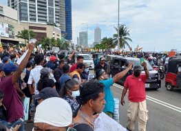 Citizens protesting on the streets of Colombo against the government