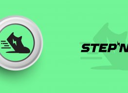 Stepn GMT decentralized crypto currency logo typography vector illustration isolated in colored background.