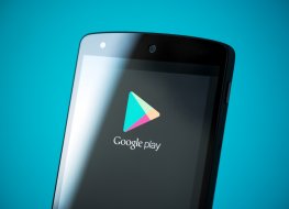 Photo of smartphone with Google Play logo