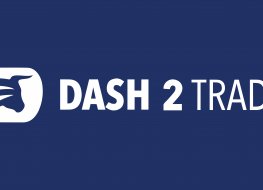 Dash 2 Trade name and logo in white on a blue background