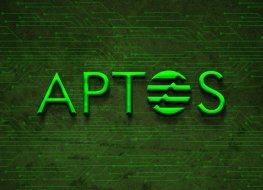 The Aptos name and logo are displayed in green over a computer circuit board