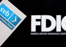 icon valley Bank (SVB) logo with Federal Deposit Insurance Corporation (FDIC) logo background