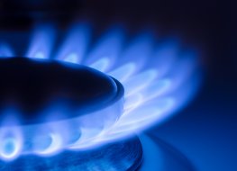 Blue flame on a gas stove