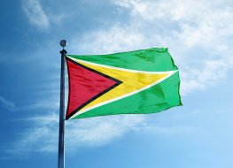 Guyana flag on the mast