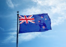 Flag of New Zealand on the mast