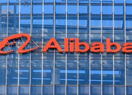 The Alibaba logo on an office block