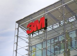 3M company logo on headquarters building in Prague, Czech republic.