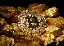 Bitcoin (BTC) coins and gold