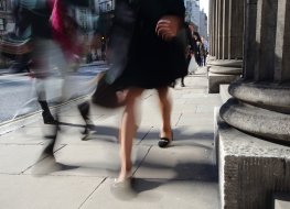Walking outside Bank of England, photo
