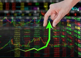 UK stocks inch up Stock chart showing upward movement