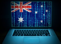 Laptop with Australian flag on the screen
