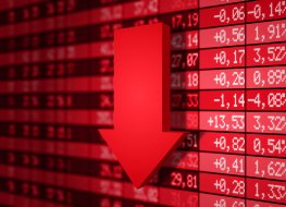 Stock market prices indicating a fall