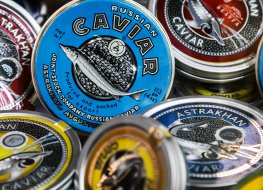Tins of Russian caviar
