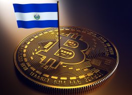 Flag of El Salvador on a bitcoin