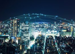 Technology giants Smart city and communication network concept
