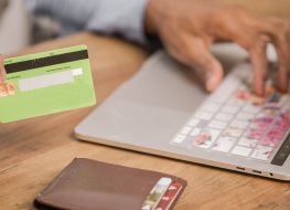 A consumer enters credit card information into a website 