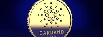 Cardano (ADA) coin on a blue background