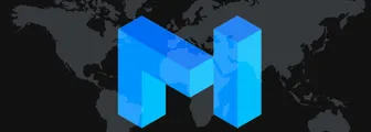 The MATIC logo on a black world map