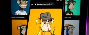Five different Bored Ape Yacht Club animations shown on smartphone screens