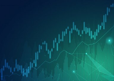 Business candle stick investment trading chart on stock market, bullish point, bearish point. the trend of vector design graphics.