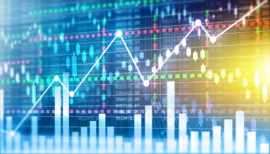 Financial stock market graph.