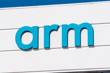 Arm Holdings logo displayed on the exterior wall of a modern building 