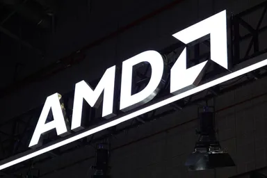 AMD logo on a black background