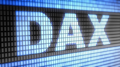 DAX-Index auf einem digitalen Bildschirm angezeigt.