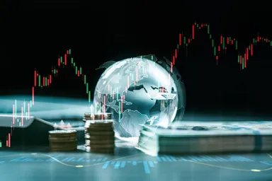 Global financial markets with investment chart
