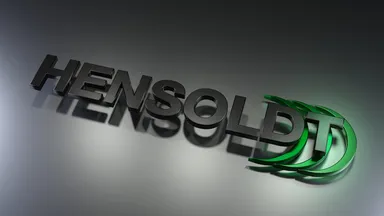 HENSOLDT logo displayed on a dark background with green brand elements
