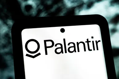 Palantir logo displayed on a smartphone screen