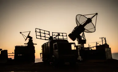 Radar and surveillance systems used for defense technology.