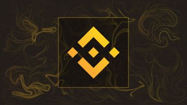 Binance cryptocurrency logo on liquid texture background