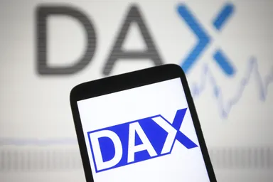 DAX index logo displayed on a smartphone
