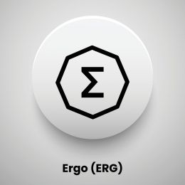 Creative block chain based crypto currency Ergo (ERG) logo vector illustration design. Can be used as currency icon, badge, label, symbol, sticker and print background template